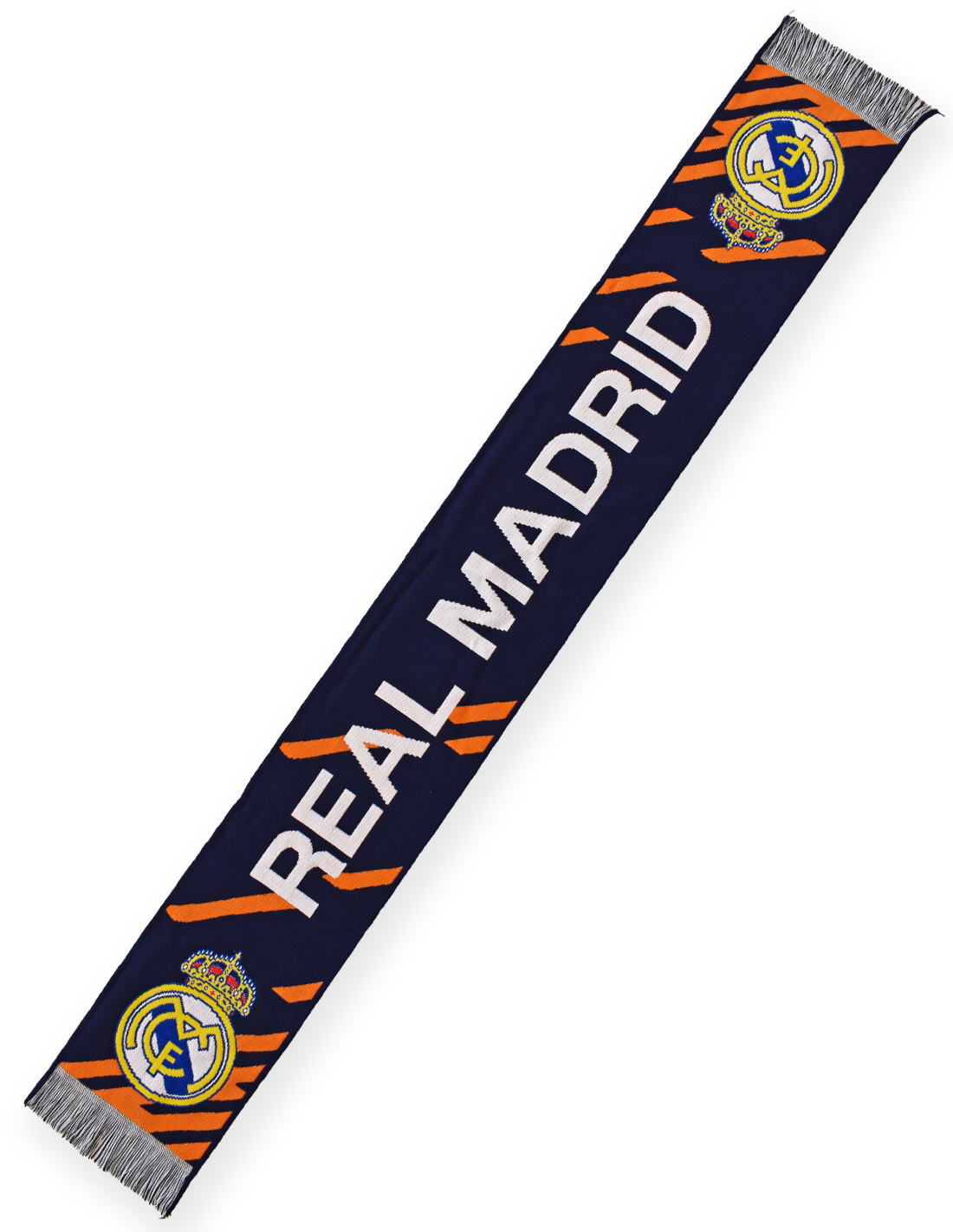 BUFANDA T  R.M. Nº43 NEGRA LINEAS OBLICUAS NARANJA