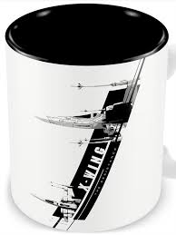 X-WING RESISTEMCIA TAZA BLANCA NEGRA CERAMICA STAR